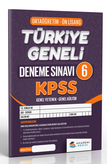 AKADEMİ DENİZİ KPSS LİSE ÖN LİSANS TG6 - 2025-26